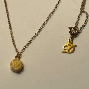 Vintage dainty cream white gold tone rose “D” initial monogram clasp necklace